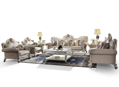 Klasyczny zestaw sofowy 5 sztuk. Zestaw stolik kawowy sofa 3+2+1+1 miejsce do siedzenia