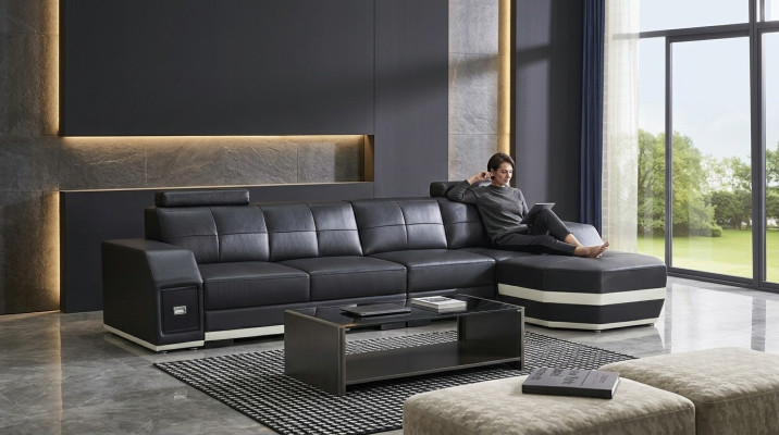 Skórzana sofa Żywy krajobraz Narożnik Ustawić Design Nowoczesna kanapa Narożnikowa w kształcie litery L