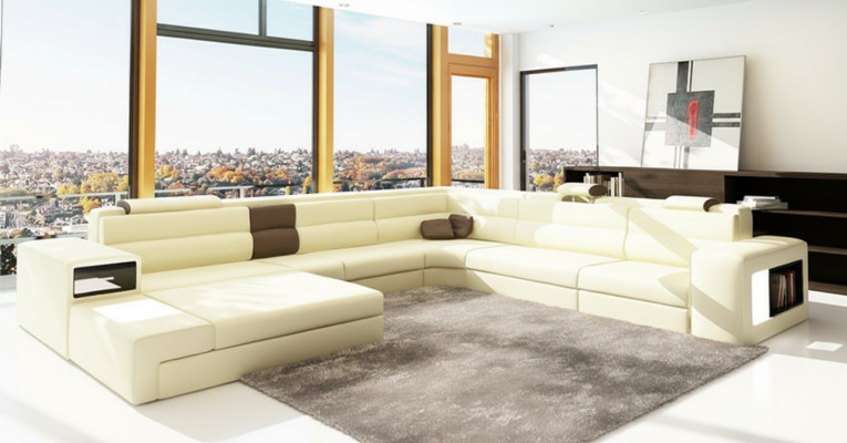 Kanapa Żywy krajobraz Narożnik Ustawić Design Nowoczesna Sofa Kształt U Skóra