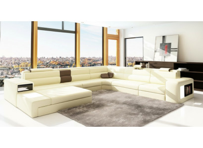 Kanapa Żywy krajobraz Narożnik Ustawić Design Nowoczesna Sofa Kształt U Skóra