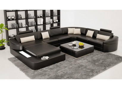 Skóra Modern Couch Żywy krajobraz Sofa skórzana Zestaw sofowy Meble Sofa Kształt U Nowość