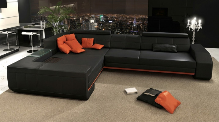 Sofa Sofa skórzana w kształcie litery L kanapa Żywy krajobraz Ustawić Design Narożnikowa kanapa