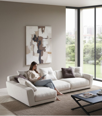Design Narożnikowa kanapa w kształcie litery L Sofa Podkładka Włókienniczy Sofy Luksusowy Salon