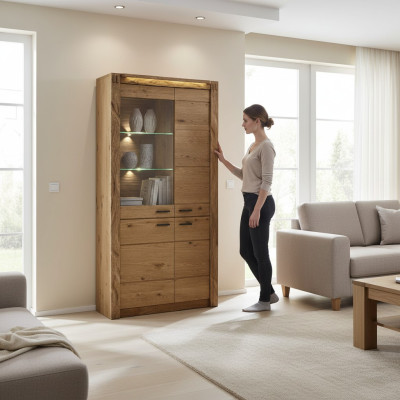 Gablota Drewno Szafa Klasyczne Witryny Drewno Szafki Design Salon Nowość