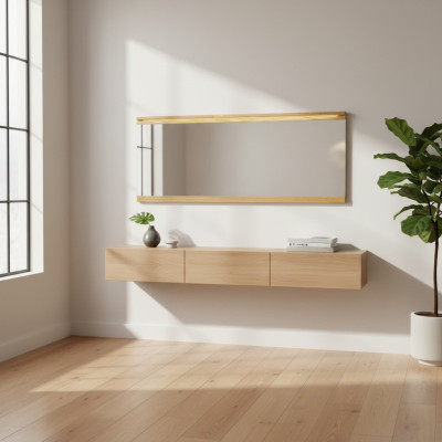 Lustro lustro ścienne designerskie deski podłogowe salon łazienka Drewno Szkło projekt 151x70cm xxl