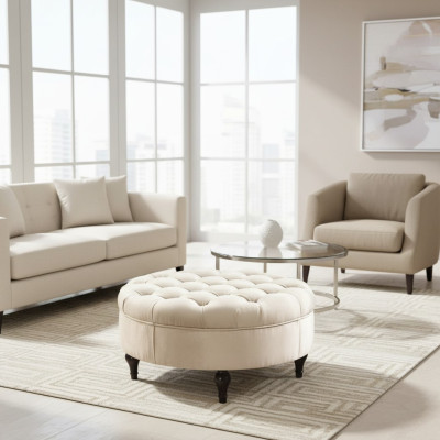 Okrągły Chesterfield Podkładka Stołek Podnóżek Ottoman Okrągły Bok Sofy Nowy