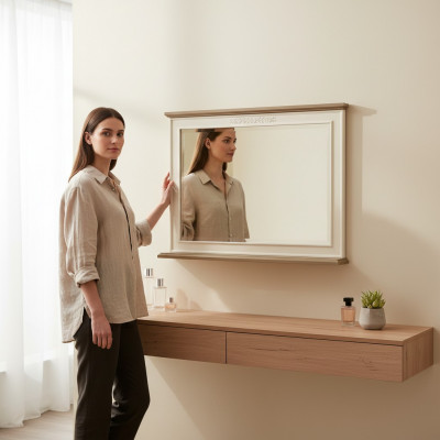 Rama drewniana Lustro lustro ścienne Klasyczny designerski Lustro 97x70cm Drewno xxl duże