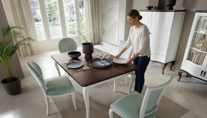 Luksusowy Designerski Stół obiadowy Drewno Tabela Rozkładana 140/330cm Living jadalnia Meble Nowość