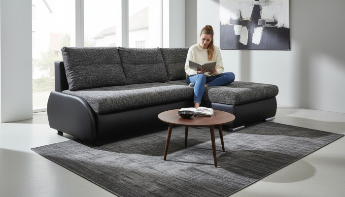 Design Narożnikowa kanapa Sofa rozkładana Sofy Funkcja łóżka Kanapa Skóra Włókienniczy Podkładka Nowość