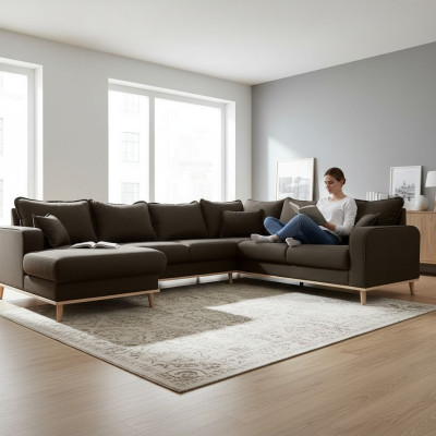 Narożnikowa kanapa Sofa Kanapa Podkładka Kształt U Żywy krajobraz Zestaw wypoczynkowy sofy