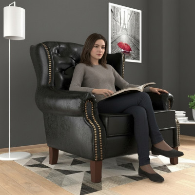EarsFotel Fotel TV Design Podkładka Sofa Kanapa Chesterfield Skóra