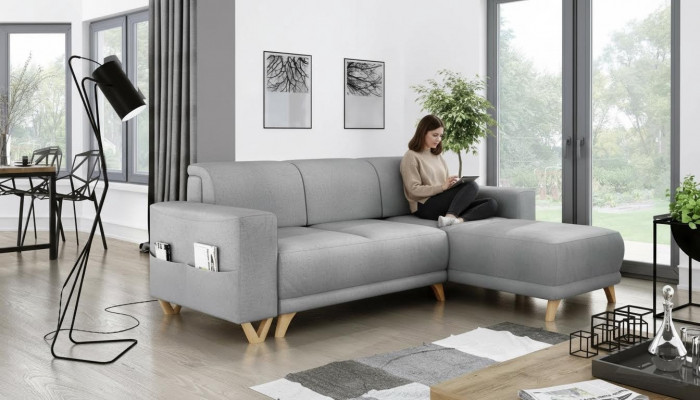 Design Narożnikowa kanapa Sofa w kształcie litery L Funkcja łóżka rozkładana sofa Podkładka Włókienniczy