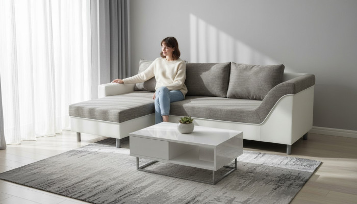 Sofa Sofa skórzana w kształcie litery L Kanapa Żywy krajobraz Ustawić Design Nowoczesna Sofa