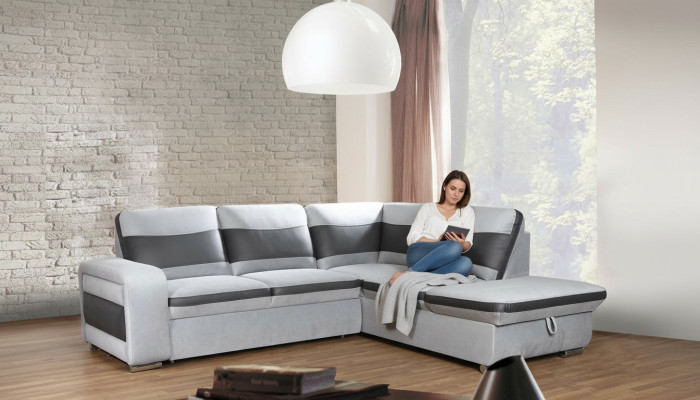 Narożnikowa kanapa Narożnik Wybór Skóra Materiał Podkładka Włókienniczy Łóżko Kasten Kanapa Sofa Narożnik