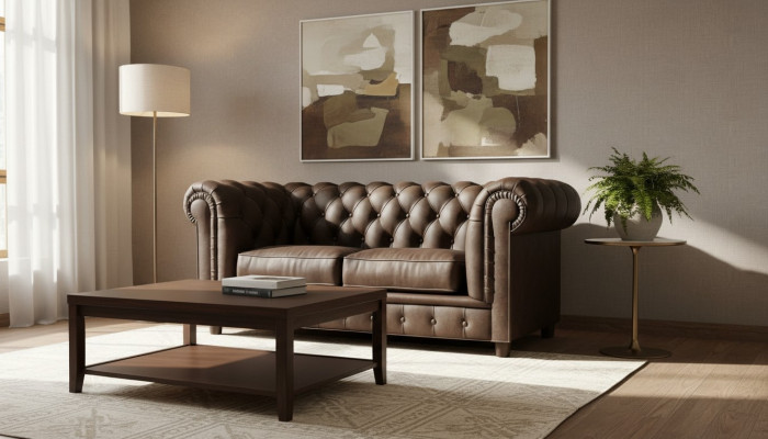 Chesterfield Couch 2 miejsce do siedzenia Podkładka Siedziba Włókienniczy Materiał Kanapy Skóra Sofy Sofa