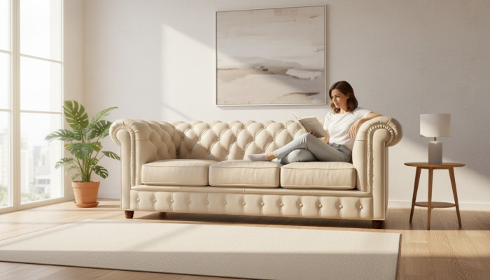 Design Chesterfield Sofa Couch Podkładka Sofy Kanapy Siedziba Ustawić Skóra