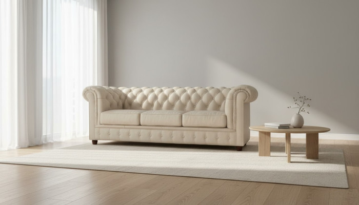 Design Chesterfield Sofa Couch Podkładka Sofy Kanapy Siedziba Ustawić Skóra