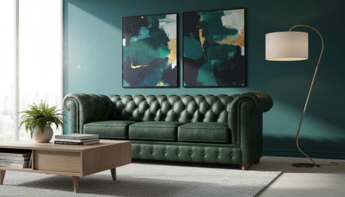 Chesterfield Couch Sofa Podkładka 3 miejsce do siedzenia Kanapy Siedziba Ustawić Sofy Green