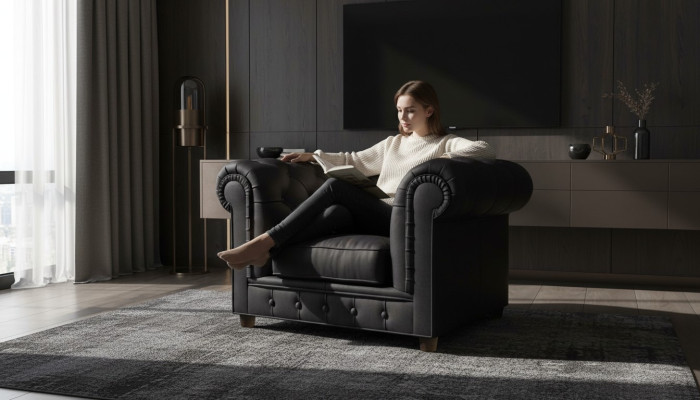 Elegancki design Chesterfield Fotel Podkładka TV Siedziba Lounge Club Włókienniczy