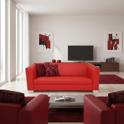 Sofa 3 miejsce do siedzenia Design Sofy Podkładka Kanapy Relaks Skóra Nowoczesna Trzyosobowa Nowość