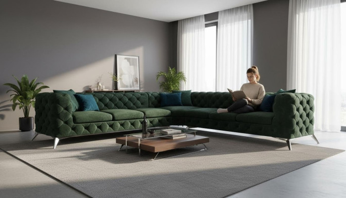 Chesterfield Design Narożnikowa kanapa Sofa Couch Design Couches Podkładka Zestaw narożny