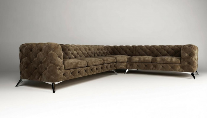Aksamit Narożnikowa kanapa Chesterfield Sofa Zestaw Tapicerowany Kanapa Żywy krajobraz