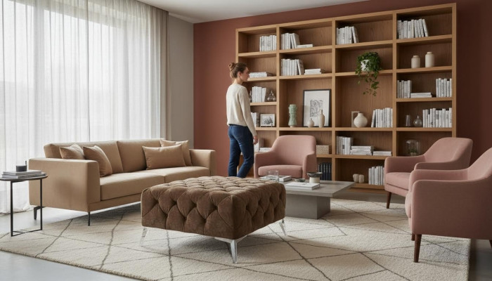 Podnóżek Ottoman Puff Chesterfield Stołek Podkładka Ottoman Design Aksamit