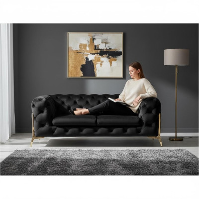 Design Chesterfield Sofa 2-miejsce do siedzenia Kanapa Aksamit Podkładka Włókienniczy Sofy Dwumiejscowe Nowa