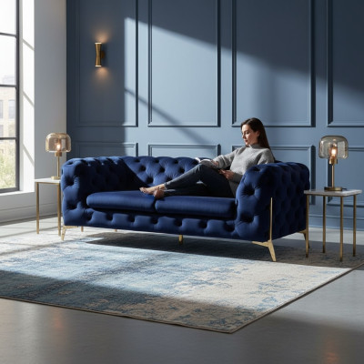 Luksusowe 2 miejsce do siedzenia Sofa Podkładka Sofa Skóra Materiał Kanapy Chesterfield Ustawić Nowe