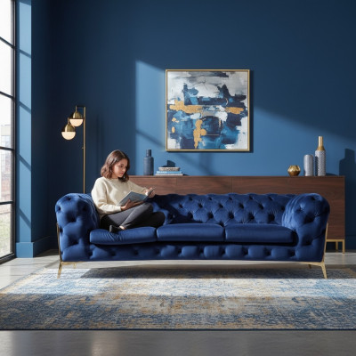 Chesterfield Zestaw sofowy Sofa Kanapa Podkładka 3 2 1 miejsce siedzące Skóra Sofy Materiał Nowość