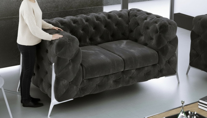Chesterfield Couch 2 miejsce do siedzenia Podkładka Siedziba Materiał Włókienniczy Kanapy Skóra Sofy Sofa