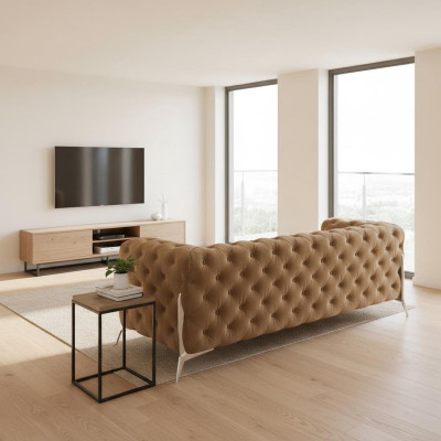 Chesterfield trzyosobowy, komfortowy, designerski pokój dzienny z 3 miejscami do siedzenia na kanapie