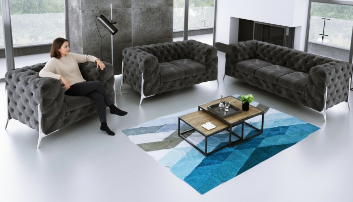Projektant Chesterfield Zestaw sofowy Sofa Couch Podkładka Zestaw 321 miejsca siedzące Aksamit Set