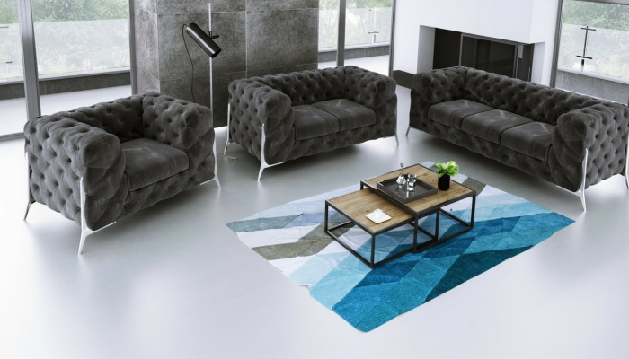 Projektant Chesterfield Zestaw sofowy Sofa Couch Podkładka Zestaw 321 miejsca siedzące Aksamit Set