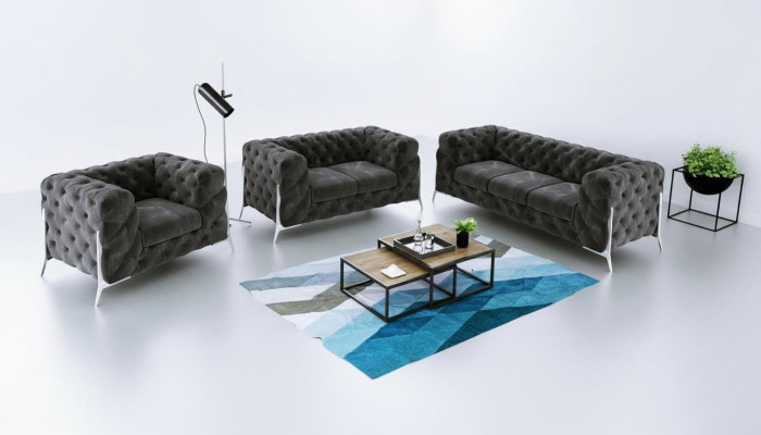 Projektant Chesterfield Zestaw sofowy Sofa Couch Podkładka Zestaw 321 miejsca siedzące Aksamit Set
