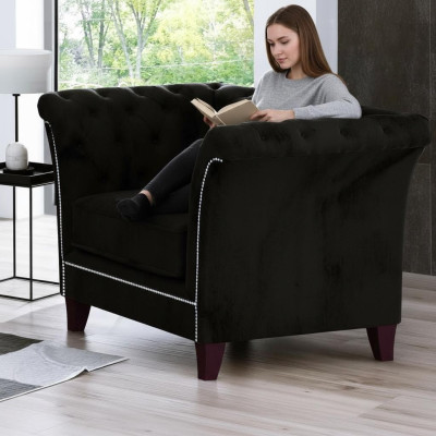 Chesterfield Fotel Couch Podkładka 1 miejsce do siedzenia Aksamit Design Couches Sofy dekoracyjne