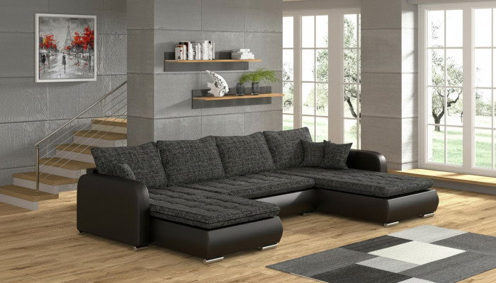 Design Narożnikowa kanapa Kształt U funkcji łóżka Sofa Skóra Włókienniczy Sofa New Żywy krajobraz