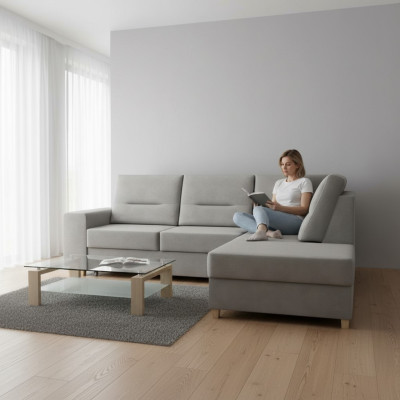 Design Narożnikowa kanapa Funkcja łóżka w kształcie litery L Sofy Skóra Włókiennicza Sofy Narożnik