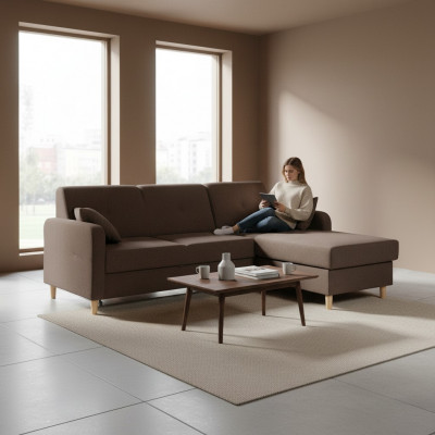 Design Narożnikowa kanapa rozkładana Funkcja łóżka kanapa Skóra Włókienniczy Podkładka sofy pudełko