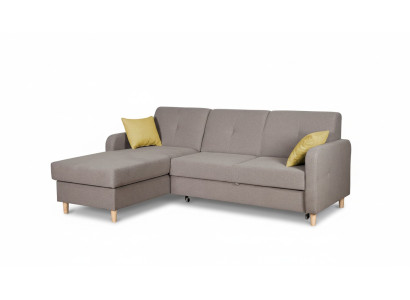 Narożnikowa kanapa Sofa w kształcie litery L Podkładka Modern Włókiennicza funkcja łóżka Grey Material