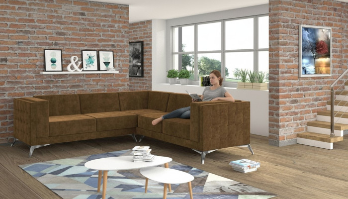 Design Narożnikowa kanapa Sofa Lform Couch Podkładka Klasyczne Kanapy Narożnik Sofy Brązowe Nowe