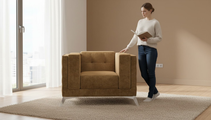 Chesterfield Fotel TV Couch 1 miejsce do siedzenia Sofa Materiał Kanapy Podkładka Włókienniczy