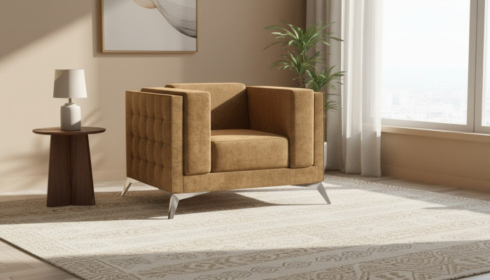 Chesterfield Fotel TV Couch 1 miejsce do siedzenia Sofa Materiał Kanapy Podkładka Włókienniczy
