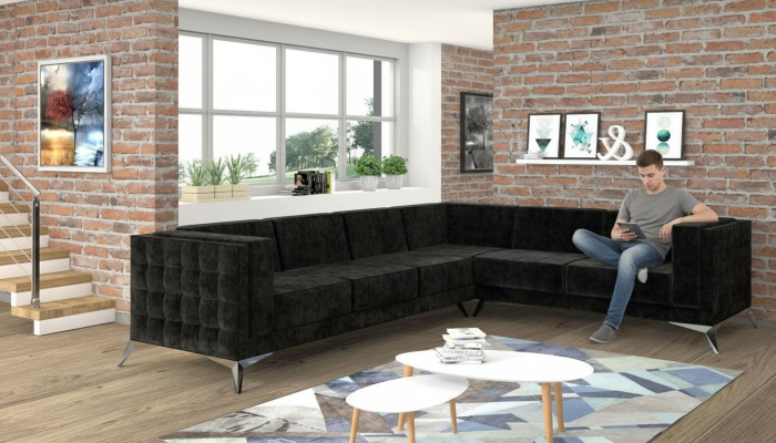 Narożnikowa kanapa Sofa Chesterfield Zestaw Tapicerowany Kanapa Żywy krajobraz L-shape Design Nowość
