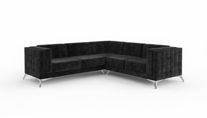Black Aksamit Design Narożnikowa kanapa Chesterfield Sofa Couch Żywy krajobraz Materiał Siedziba