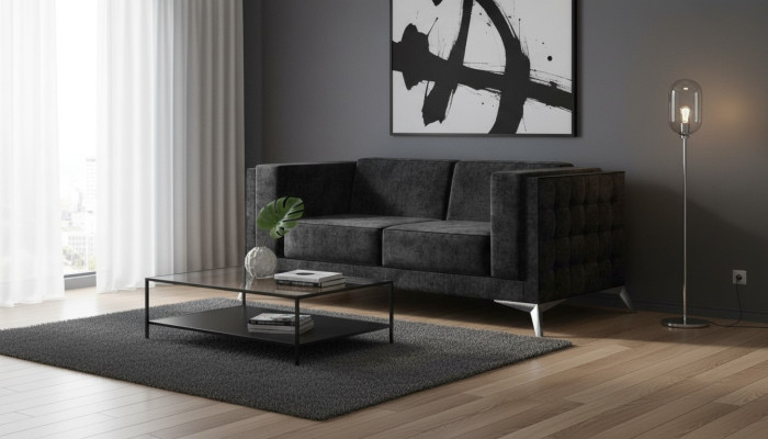 Sofa 2 miejsce do siedzenia Material Couch Włókienniczy Dwumiejscowy Design Nowoczesna Siedziba Podkładka Sofy