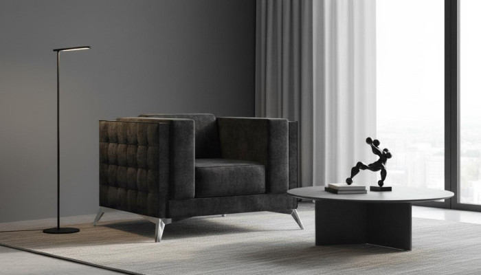 Chesterfield Fotel Couch 1 miejsce do siedzenia Sofa Włókienniczy Materiał Kanapy Podkładka Nowość
