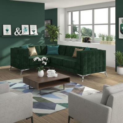Narożnikowa kanapa Sofa w kształcie litery L Sofa Design Kanapy Podkładka Włókienniczy Nowoczesny Narożnik Ustawić Zielony