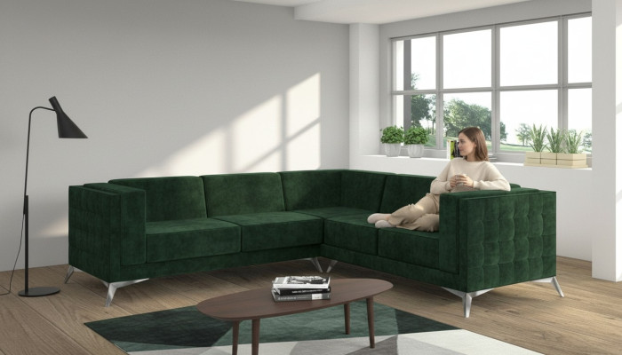 Sofa Chesterfield Couch w kształcie litery L Żywy krajobraz Ustaw Design Classic