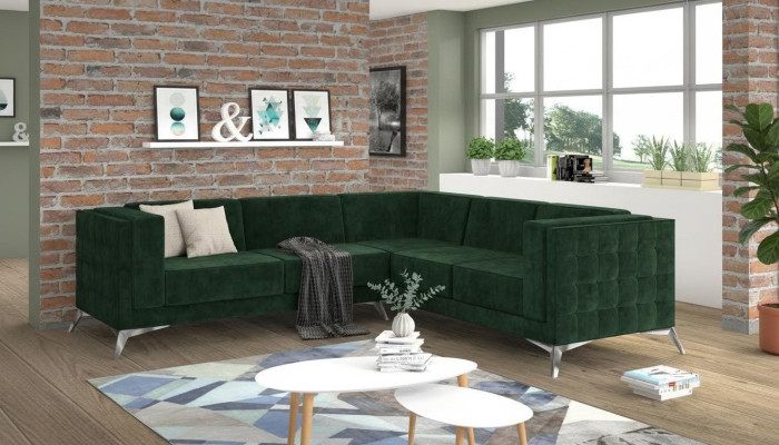 Sofa Chesterfield Couch w kształcie litery L Żywy krajobraz Ustaw Design Classic